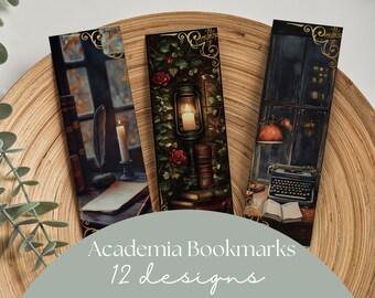 Academia Bookmark Bundle | 12 Aesthetic Designs | Printable Bookmarks | Dark Academia Stationery | Instant Download | Save Paper Template
