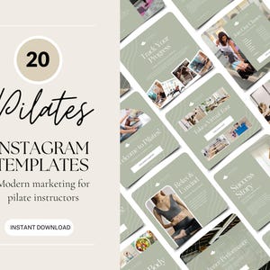Pilates Instagram Templates | 20 Editable Canva Posts | Wellness & Fitness Social Media Pack | Fitness Studio Marketing | Gym Instagram