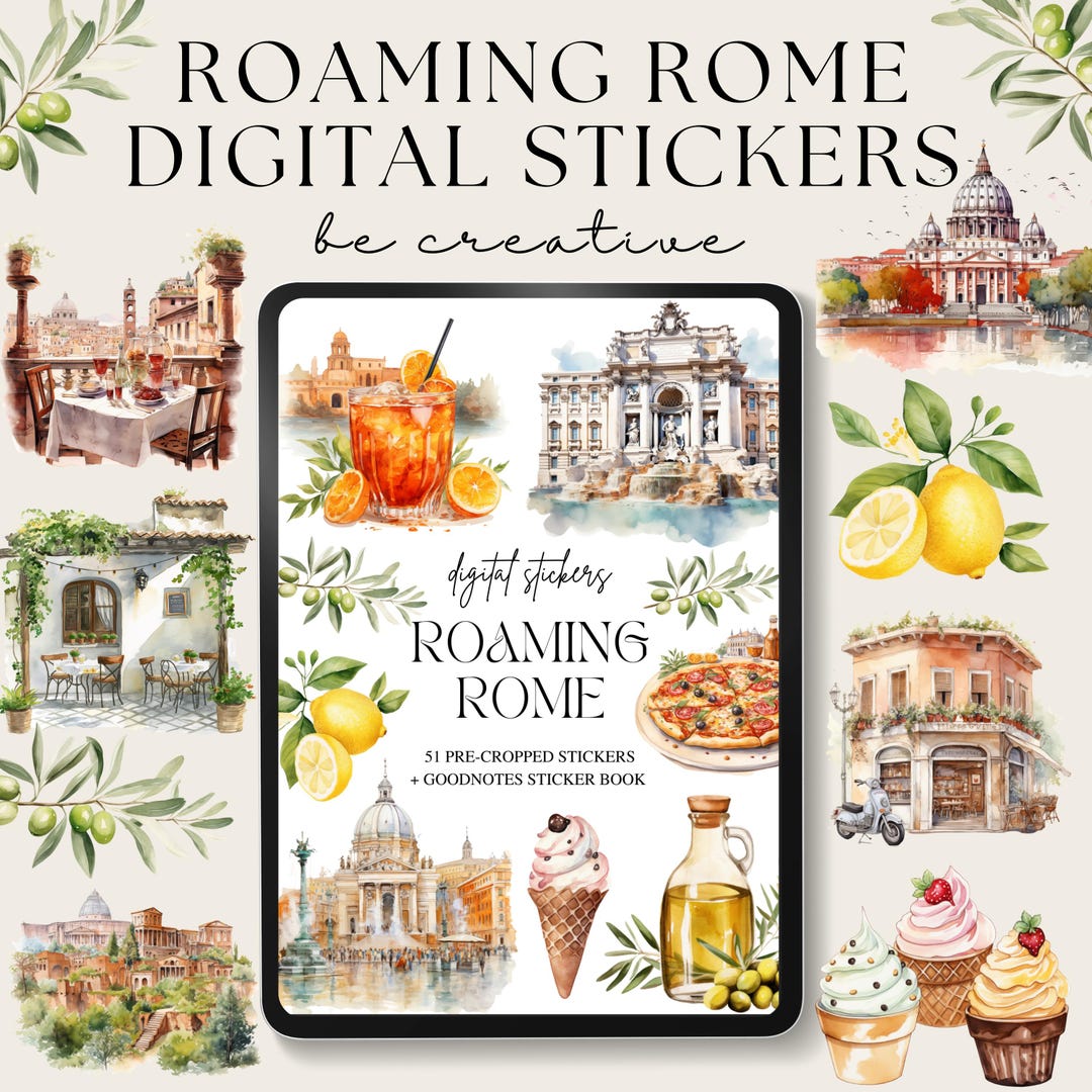 Roaming Rome Digital Planner Stickers, Goodnotes Stickers, Italian ...