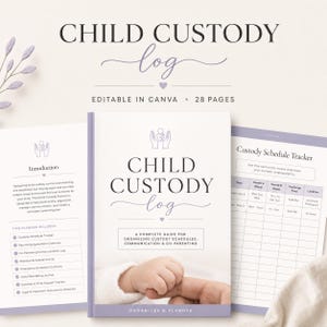 Logboek kindervoogdij | Tijdschrift voor co-ouderschap | Bewaarplanner pdf | Bezoektracker | Digitale download | Sjabloon Canva Life