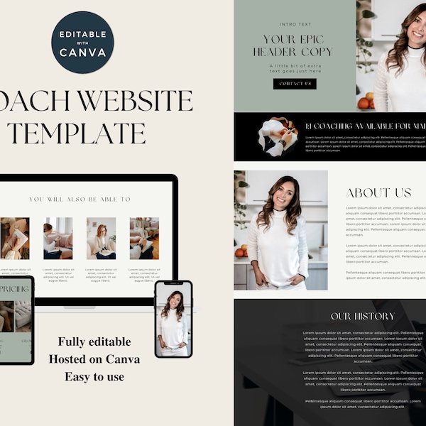 Coach Canva Website | Social Media Page | Coaching Program Template | Sales Landing Page Template | Instant Download I Canva Coach Website