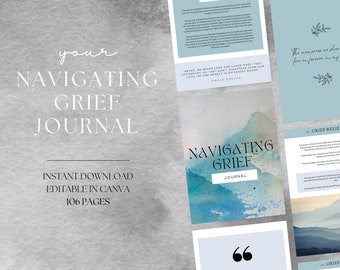 Guided Grief Remembrance Journal, Digital Handbook and Keepsake To Help You Heal, Canva Grieving Planner, Grief Therapy Gift, Grief Workbook