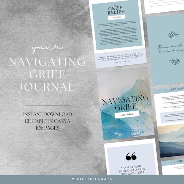 Guided Grief Remembrance Journal, Digital Handbook and Keepsake To Help You Heal, Canva Grieving Planner, Grief Therapy Gift, Grief Workbook