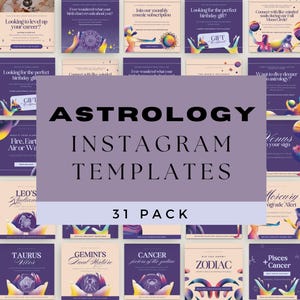 Astrology Instagram Templates, Mystical Canva Designs for Spiritual Coaches , Zodiac Social Media Posts, Astrology Branding & Forecast