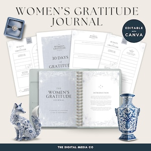 Women&#39;s Gratitude Journal, Daily Prayer Journal for Women, Grateful Planner, Canva Life Coach Template, White Label Rights Printable Book