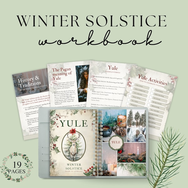 Yule Winter Solstice Workbook, Magical Seasonal Guide, Printable Festive Magic E-book, Yule Journal Pages, Book of Shadows PDF Download