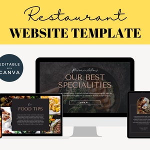 Plantilla de Canva para restaurantes, plantilla de sitio web de Canva, sitio de alimentos y bebidas de Canva, página de comedor editable de Canva, página de destino de cafetería, contenido de alimentos y bebidas