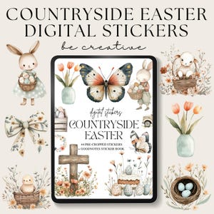 Digitala planerare-klistermärken för landsbygden påsk | Pastell rustik choklad Goodnotes-klistermärke | Planerare-klistermärken för tro | Notability Png-dekoration