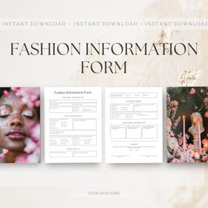 Modeformular, bearbeitbare Kundenberatung, Small Business Vorlage, Canva Digital Download, Kundenblatt, Personal Shopper druckbar
