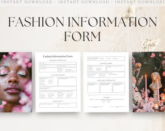 Fashion Form, Editable Client Consultation Form, Small Business Template, Canva Digital Download, Customer Sheet, Personal Shopper Printable