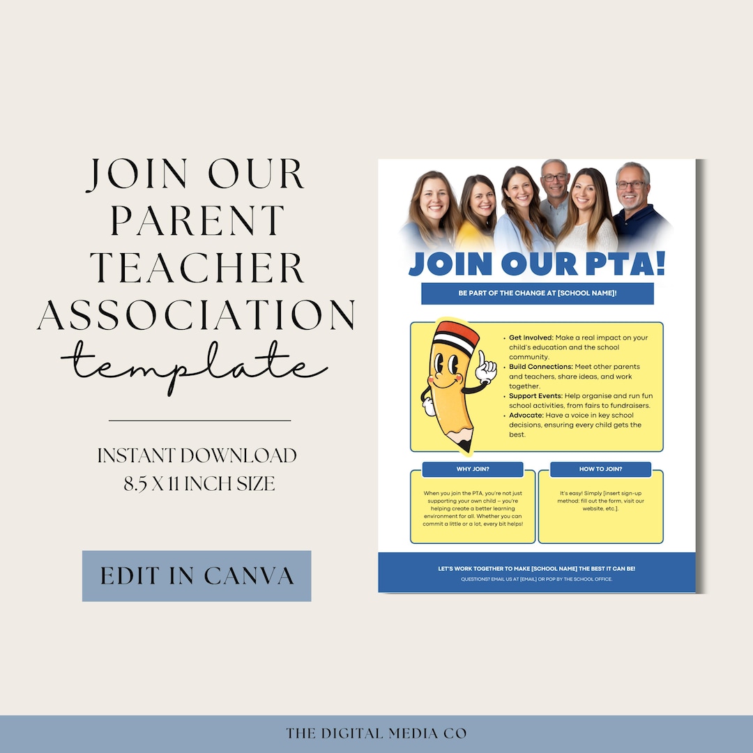 PTA Flyer Template for Schools - Etsy