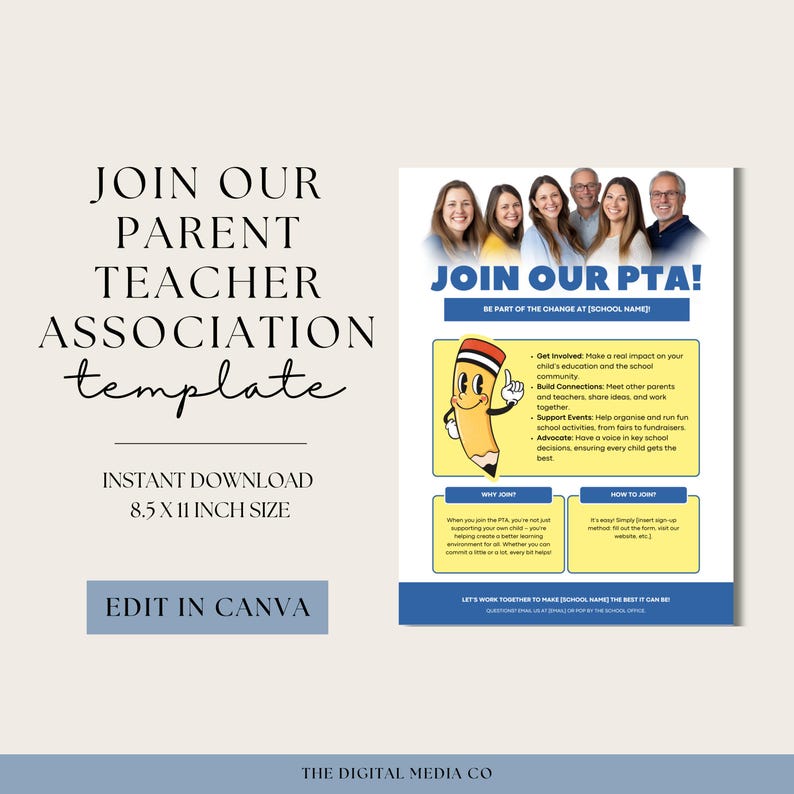 PTA Flyer Template for Schools - Etsy