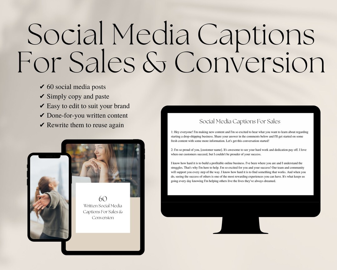 Written Captions for Sales and Conversion, Social Media Captions for ...