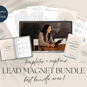 Lead Magnet Bundle For Coaches, White Label Rights Worksheets, Canva Journal Templates, Done For You Freebies, Canva Books