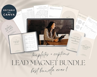 Lead Magnet Bundle For Coaches, White Label Rights Worksheets, Canva Journal Templates, Done For You Freebies, Canva Books
