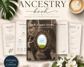 Książka genealogiczna do druku | 36-stronicowy dziennik genealogiczny | Pamiątka drzewa genealogicznego | Księga pamiątkowa dziedzictwa | Album rodzinny w formacie PDF