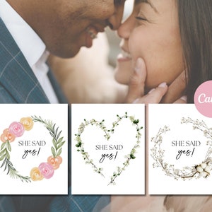 She Said Yes Sign, Printable Engagement Sign, Just Engaged Sign, Canva ...