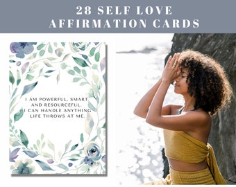 Affirmation Cards Template Canva, Affirmation Station, Printable Affirmation Cards, Printable Floral Gratitude Affirmation Cards