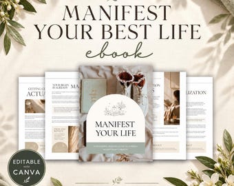 Manifestation Ebook Canva Template, Self Help Workbook, Manifest Your Life Guide, Editable Digital Ebook, Instant Download