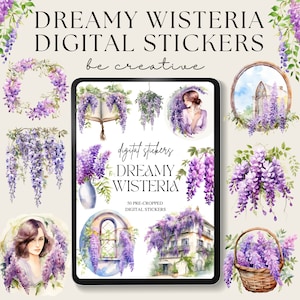 Wisteria Digital Stickers, Goodnotes Floral Stickers, Plant Stickers, Goodnotes Planner Collection, Notability Ipad Set, Png Flower Stickers
