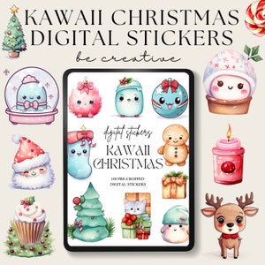 Kawaii Weihnachten Digitale Planner Aufkleber, Anime Goodnotes Aufkleber, Festliche Aufkleber, Nette Japanische Aufklebersammlung, Japan Charaktere