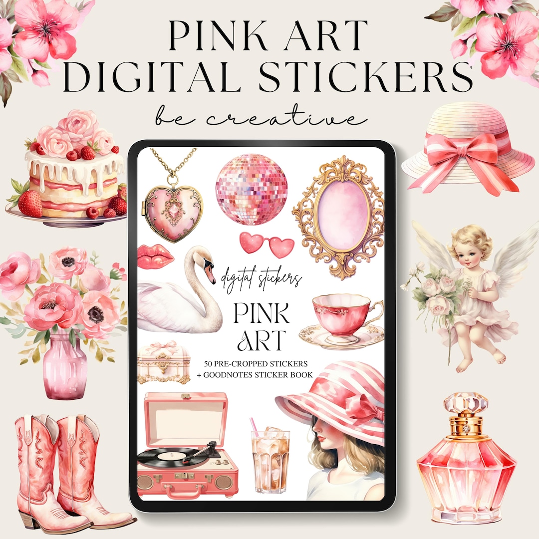 Pink Aesthetic Digital Stickers | Goodnotes Planner (PNG) - Etsy