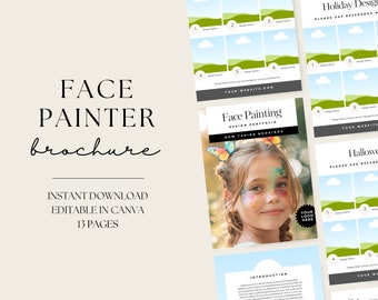 Face Painter Brochure, Professional Face Painting Business Document, Price List, Salon Flyer, Creative Template, Instant Download, Editable