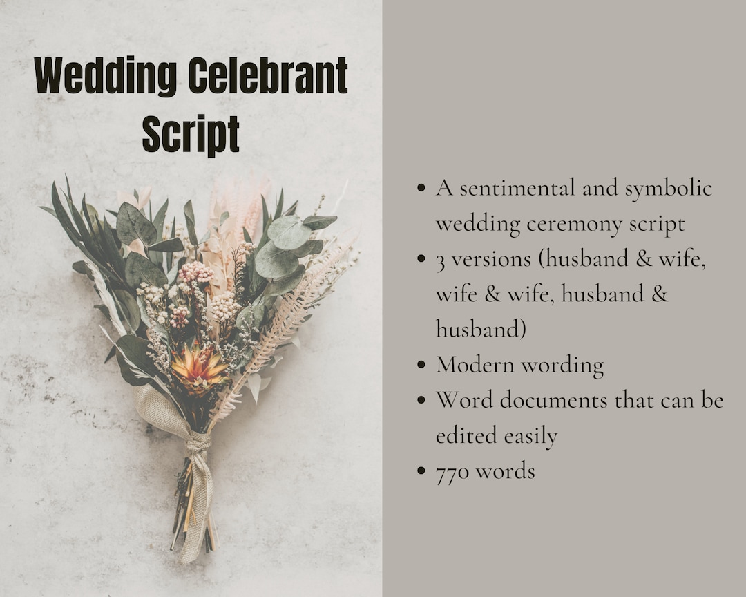Wedding Celebrant Script, Wedding Officiant Speech, Ceremony Script for Wedding Celebrant Script, Wedding Officiant Speech, Ceremony Script for