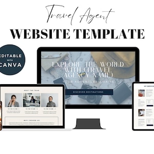 Travel Agent Canva Website, Trip Website Template, Tours Landing Page, Travel Agency One Page Website, Tourist Marketing, Travel Advisor