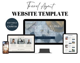Travel Agent Canva Website, Trip Website Template, Tours Landing Page, Travel Agency One Page Website, Tourist Marketing, Travel Advisor