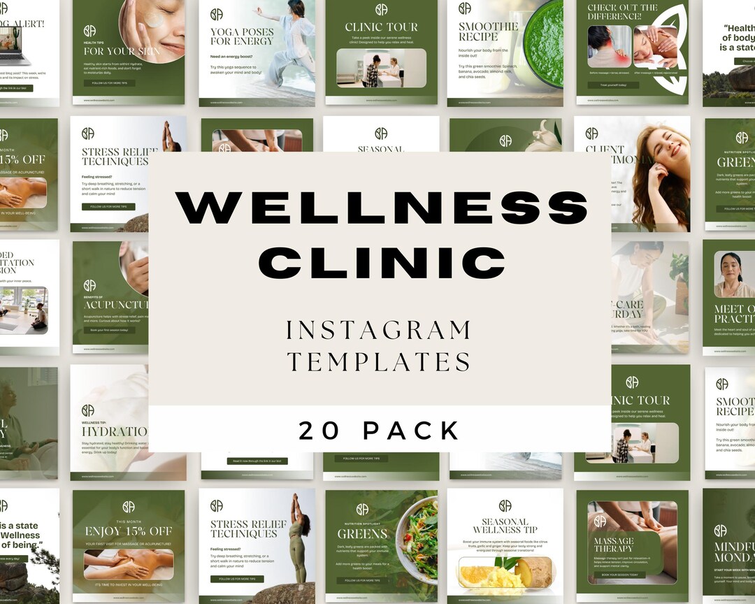 Wellness Clinic Social Media Posts, Canva Templates for Health Industry ...