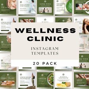 Wellness Clinic Social Media Posts, Canva Templates For Health Industry Marketing, Wellbeing Spa Content, Holistic Templates