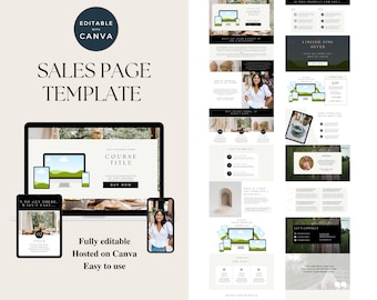Canva Sales Page Template, Canva Website Template, Course Sales Page, Sales Page Website Template, Editable Canva Sales Page, Canva
