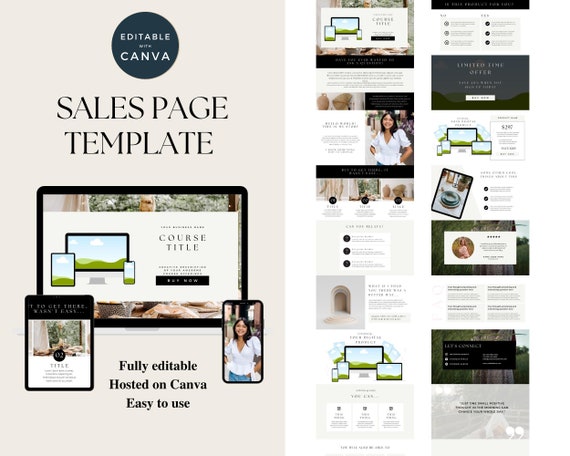 Canva Sales Page Template, Canva Website Template, Course Sales Page, Sales Page Website Template, Editable Canva Sales Page, Canva