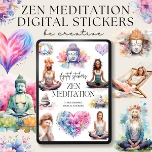 Meditation Digital Planner Stickers, Download Zen Goodnotes Stickers, Spiritual Stickers for Ipad, Spa, Buddhism Planner Embellishments