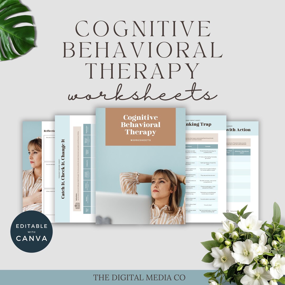 Cognitive Behavioural Therapy Worksheets Printable | Canva CBT Workbook ...