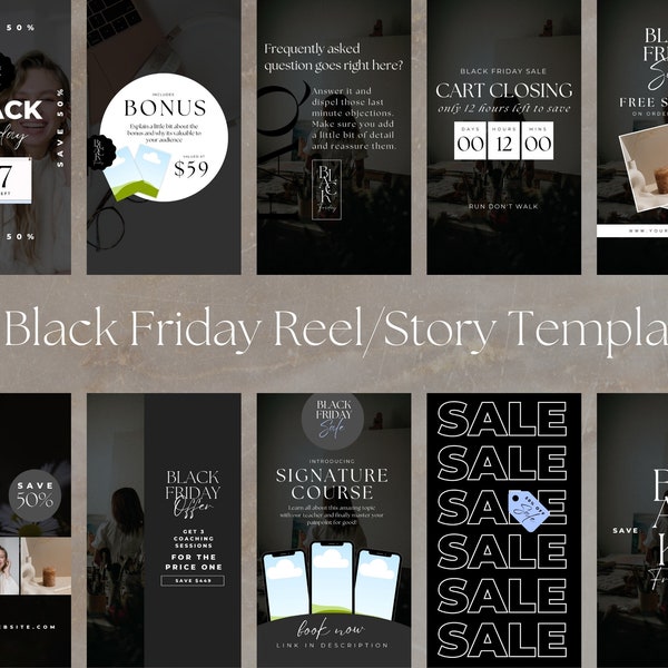 Black Friday Canva Templates, Black Friday Reel and Story Canva Templates, Black Friday Canva, Black Friday Instagram, Cyber Monday Posts