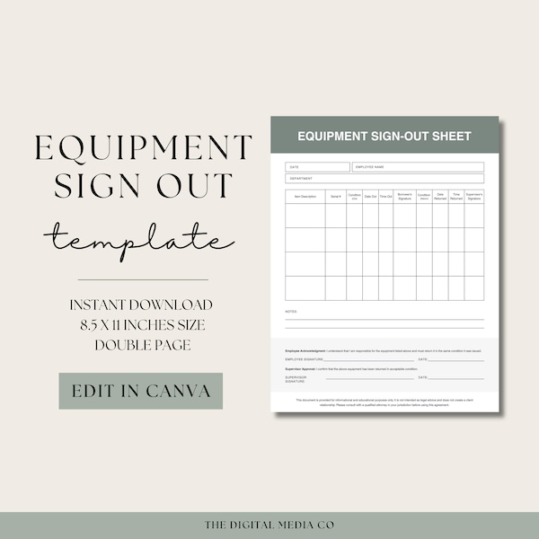 Inventory Sign Out Sheet Template - Etsy