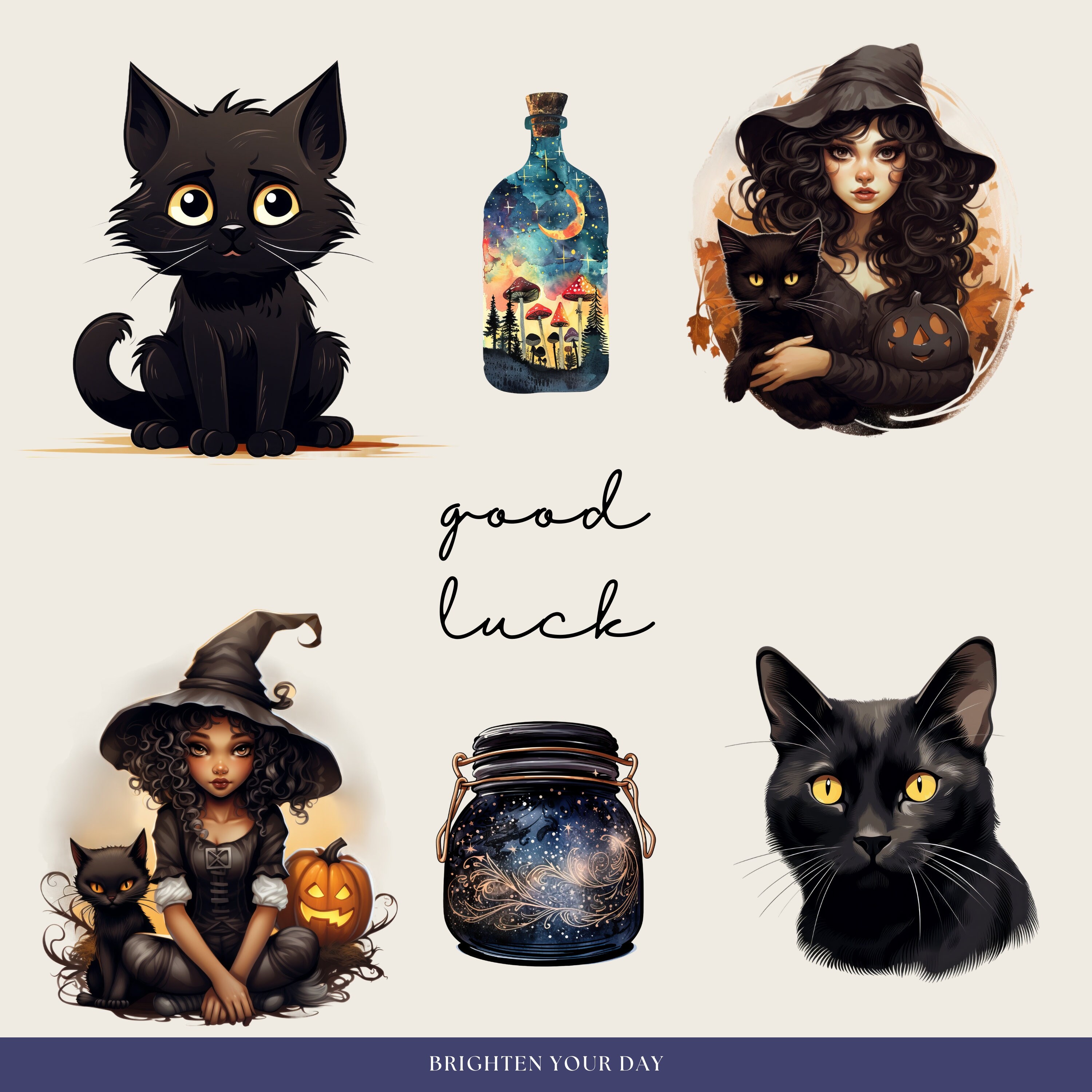 Black Cat Digital Planner Stickers, Goodnotes Celestial Stickers, Png ...