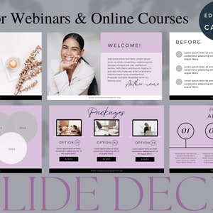 Webinar slide deck INSTANT DOWNLOAD Online course slide deck, Canva template for coaches, Webinar slides, Masterclass template