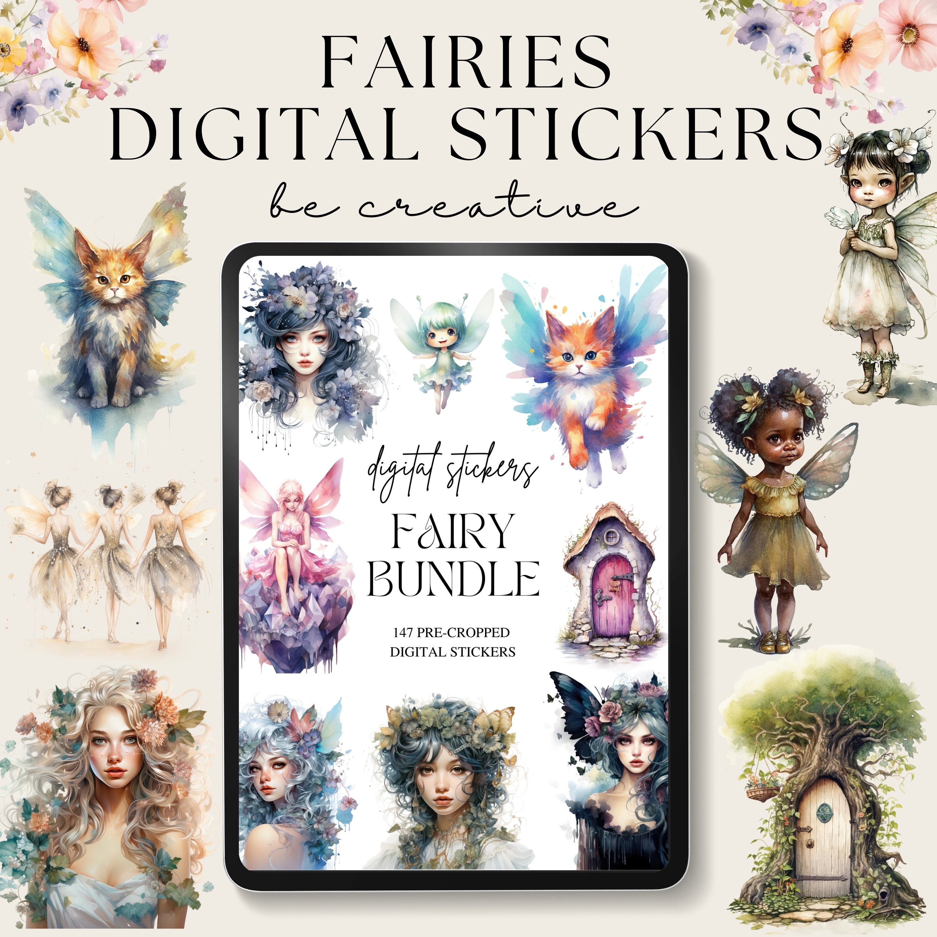 Stickers muraux - Fée des fleurs - Fille Papillon-4 - Rose