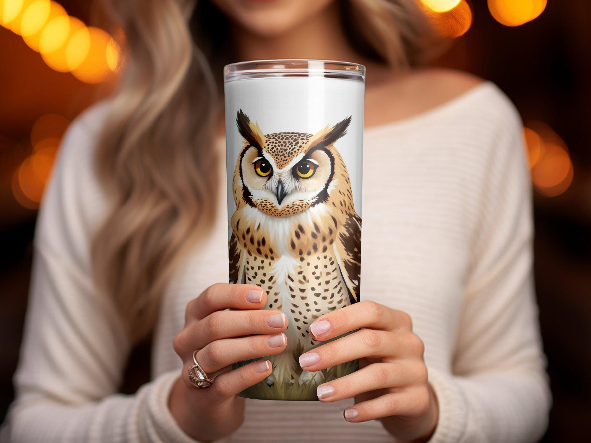 Owl Digital Tumbler Wrap, Floral Tumbler Design, 20 oz Tumbler Wrap, Spring Flowers, Sublimation Des