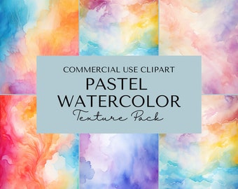 Pastel aquarel textuurpakket, kleurrijke achtergronden en patronen, op kunst geïnspireerde clipart, kleurrijke illustratie, digitaal papier scrapbooking