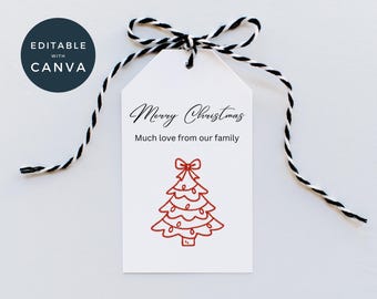 Canva Template Christmas Gift Tag, Christmas Gift Tag Template, Printable Gift Tags Christmas Canvas, Christmas Gift Tags Editable