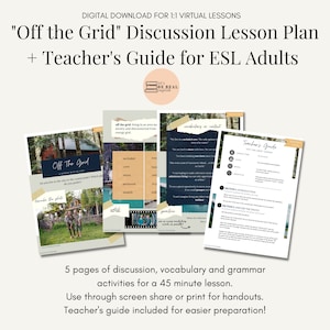 ESL Digital Lesson Plan for Adults, Discussion &quot;Off the Grid&quot;, YouTube Video, ESL Speaking Lesson Plan, Grammar Review