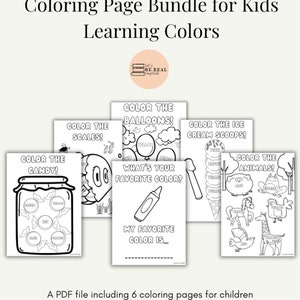Coloring Page Bundle for Kids, Learn Colors, ESL Kids, Language Development, Coloring Pages Kids, Coloring Worksheet Kids