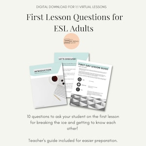 ESL Digital Lesson Plan for Adults, First Day Lesson Questions, Discussion Activity, ESL Speaking Lesson Plan
