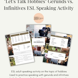 ESL Digital Activity for Adults, Let&#39;s Talk Hobbies, Discussion Activity Gerunds vs. Infinitives, ESL Speaking Lesson Plan