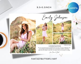 Half Page High School Senior Yearbook Ad, Senior Graduation Tribute Half Page Template, Fully Editable in Canva, 1/2 Page Editable Ad