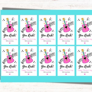 You Rock Valentine's Day Gift Tag Kids Valentines Rock Star Classroom ...